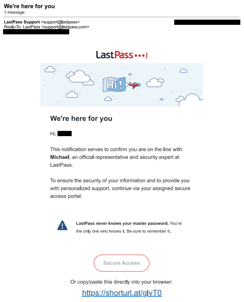 Campanha de phishing da marca LastPass