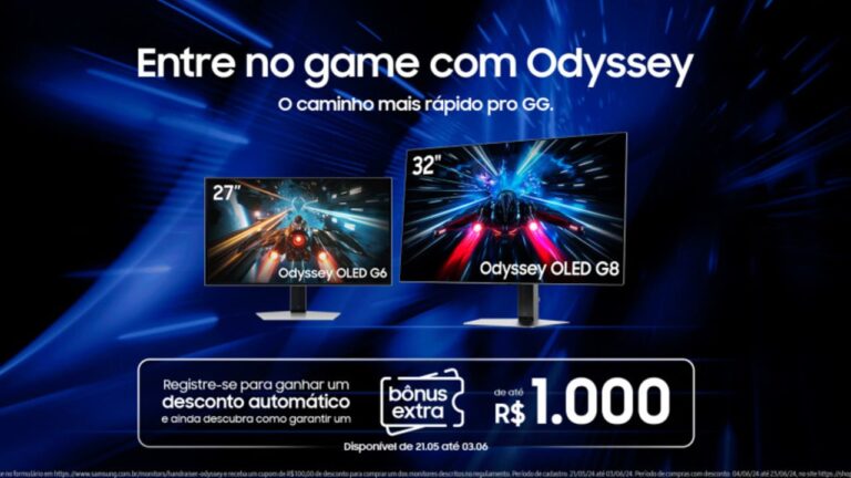 Pré-cadastro de monitores Odyssey OLED da Samsung oferece descontos de até R$ 1.000