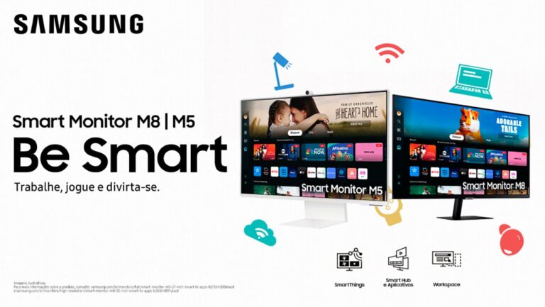 Samsung inova com Monitores M5 e M8 que integram Gaming Hub e recursos de IoT